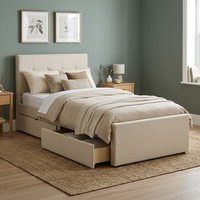 Polsterbett 90X200 Cm Mit Stauraum Einzelbett Bettkasten Bett Beige Homestyle4u