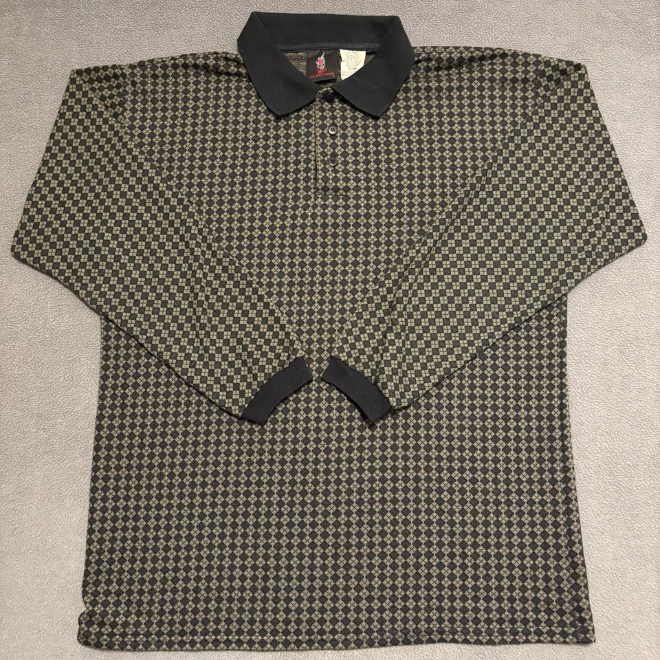 Camisa De Colección B Ware Risk Everything Para Hombres M Patrón Diamante Cuello Manga Larga Y2K Foto 2 de 4