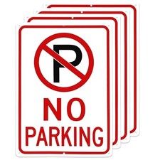 Signs - 4 Pack 10 x14 Inches - Engineer Grade Metal sign Pack of 4 No Parking