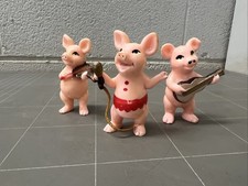 VINTAGE RETRO THREE LITTLE PIGS BAND FIGURINE 1960s MUSIC CHILD BEDROOM ART