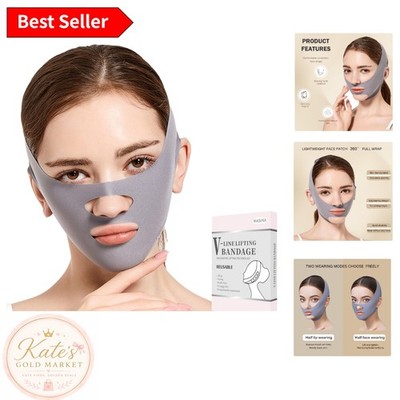 Double Layer Chin Lifting Strap - Comfortable V-Line Shaper, Grey, Size M