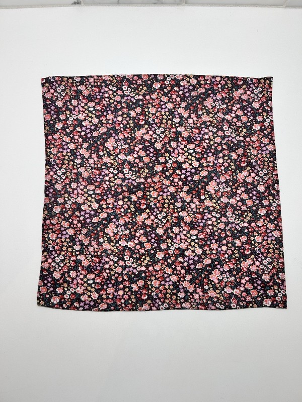 Cotton Floral Pocket Square Pink Brown Green Red Purple 13x13