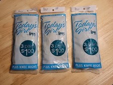 Today s Girl By Leggs Plus Knee Highs 3 Pairs Ivory NEW Vintage 3 Packs Of 3