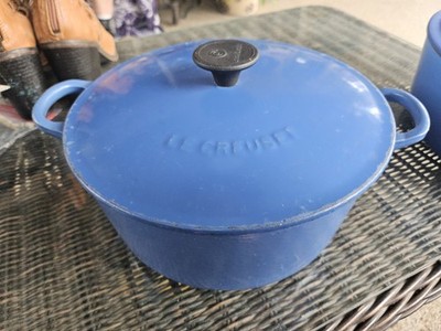 Vintage Le Creuset Enameled Cast Iron Blue #22 Marmite/Soup Pot 2-5/8 qt France