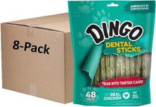 Dingo Tartar and Breath Dental Sticks for All 48 Count Pack of 8 , Green