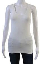 Hanro Womens Basic White Cotton Tank Round Neck Size L