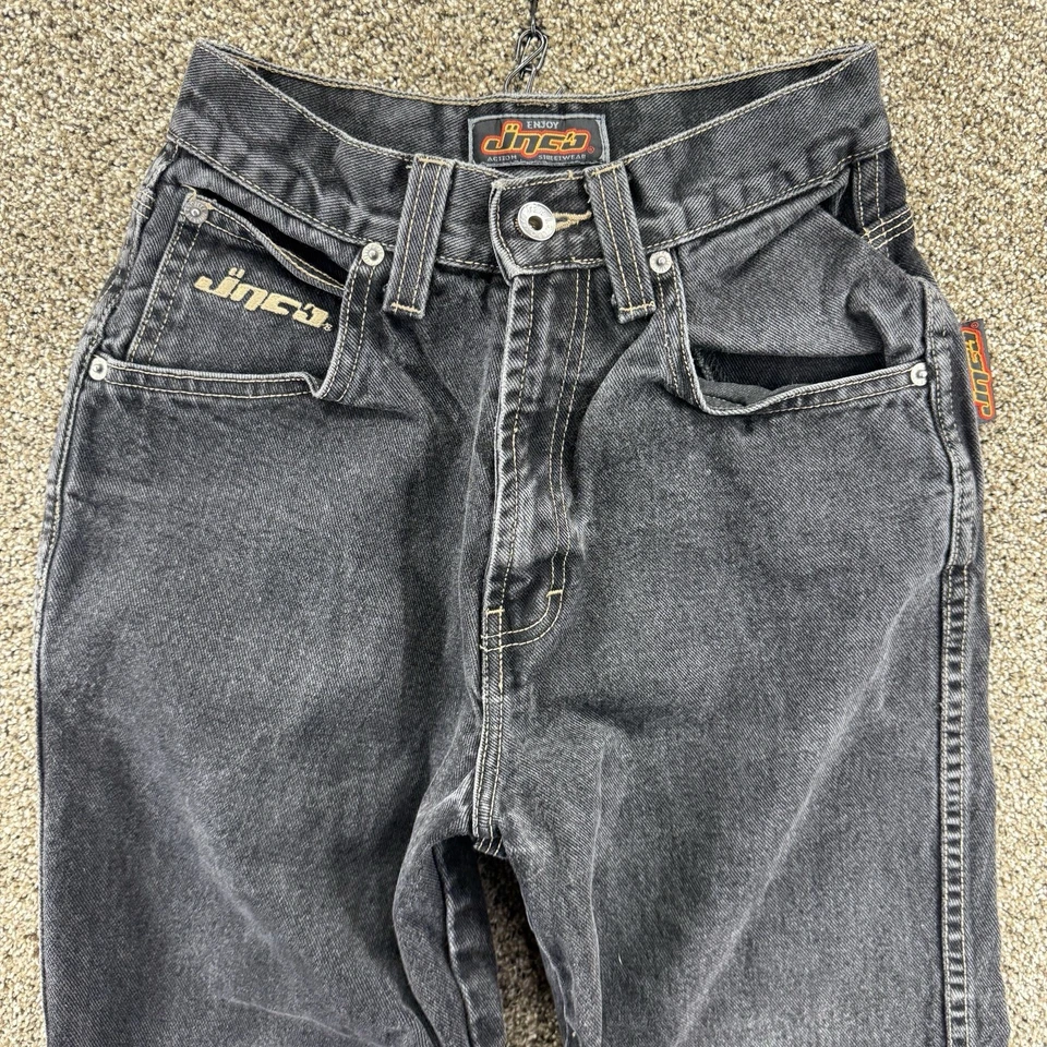 Jeans JNCO Vintage Jóvenes Niños Talla 12 Negros Denim Socket Profundo K190 Foto 2 de 4