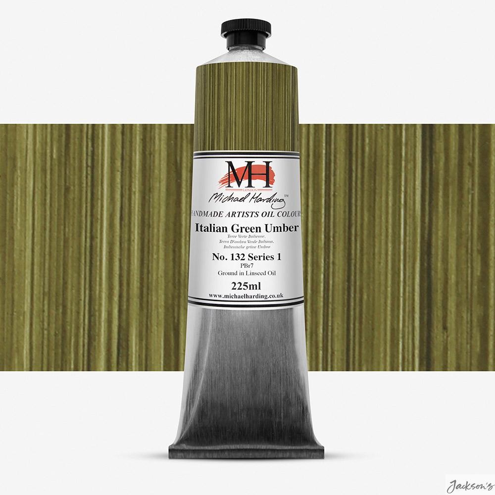 Michael Harding Artists Oil Paint Linseed Oil 225ml Italian Green Umber Colour