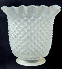 Frosted Glass Diamond Point Lamp Light Shade Globe 2-3/16" fitter Ruffled Edge