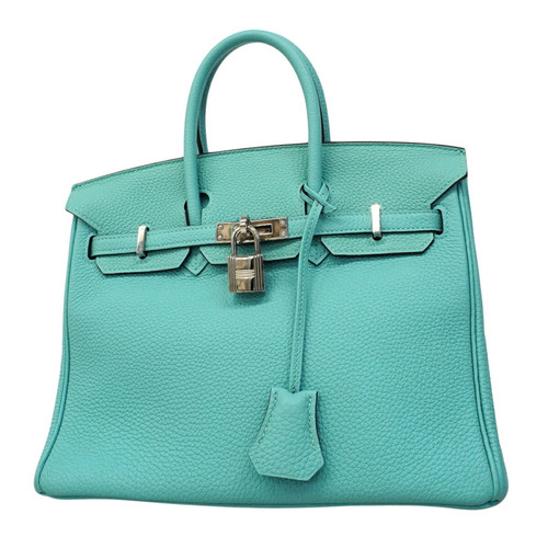 Hermes Birkin 25 Togo Leather Handbag, Blue Atoll, T Stamp, Women's GZl1ifxx