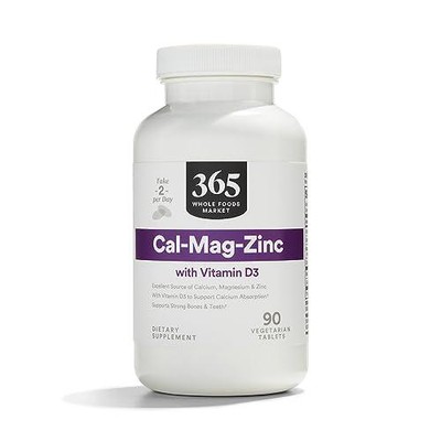365 by Whole Foods Market, Cal-Mag-Zinc with Vitamin D3, Vegetarian, 90 Count