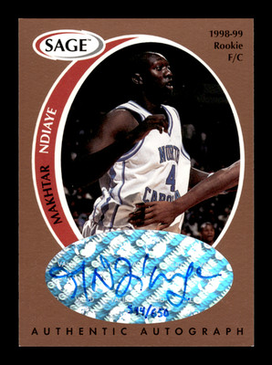 1998 Sage Bronze # A35 Makhtar Ndiaye Autograph Signed Auto Card (B46)  /650