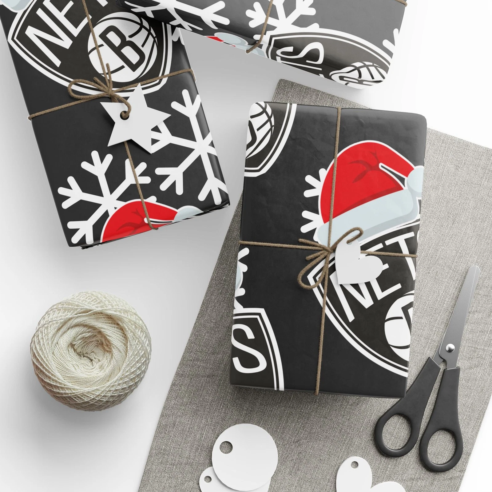 Brooklyn Nets Gift Wrap for Holidays, Christmas Basketball Wrapping Paper