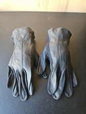 LEATHER, CLOTH WOMEN'S BLACK GLOVES. VINTAGE SOFT COMFORT. FLARED WRIST. M SZ.