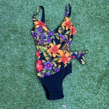 Vintage Tropical One Piece Swimsuit with Tie