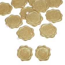 Wax Seal Stickers 12 Pcs Embossed Self Adhesive for You Sticker, Dark Gold Tone