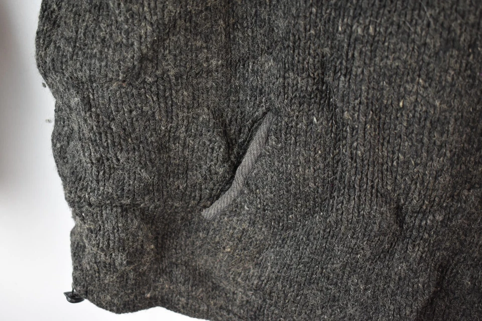 THC NATURAL Grey Puren Wool Handmade Jumper size 56" Mens Full Zip Vintage - Image 4 of 4