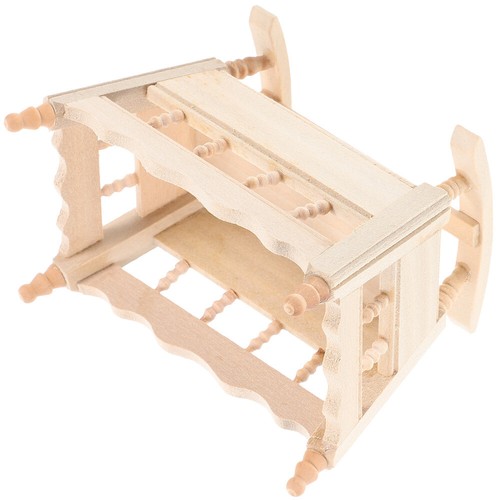 Wooden Cradle Bed Model Baby Mini House Supply Miniatures Dollhouse Decoration - 第 4/12 張圖片