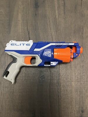 Nerf Elite Distupter blau, orange, weiß mit Pfeilen