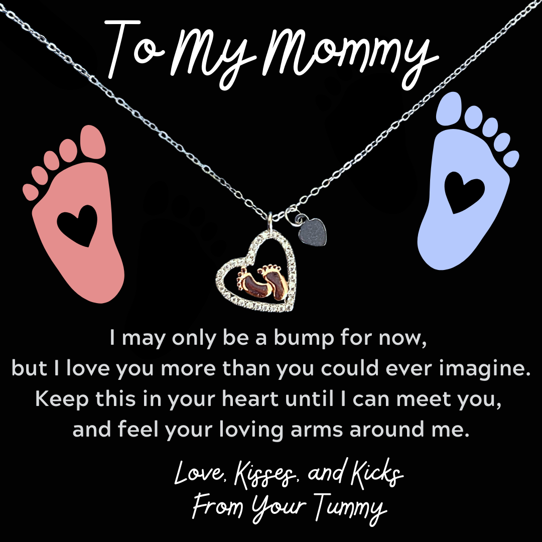 S925 Silver Baby Feet Pendant Necklace for Mom-to-Be Gift