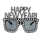 BLACK Happy New Year Diamante Party Sunglasses - NYE 2023 Party Fashion - FREE P