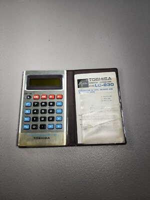 Toshiba Model LC-830 Ultra Thin LCD Calculator With Case & Manual New Battery