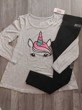 NWT Justice Girls Outfit Glitter Flowy Unicorn Top / Leggings Size 8 14