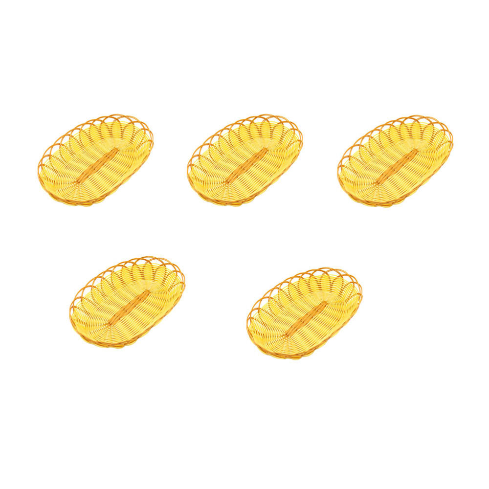 5 Pcs Wicker Baskets Bread Pp Woven Food Containers Decorative Trays
