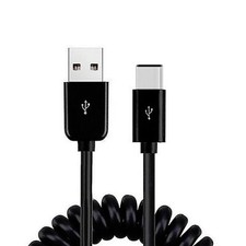 Coiled USB Cable Type-C Charger Cord USB-C Power Wire Sync for Smartphones