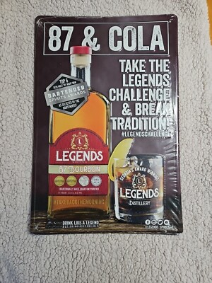 Georgia Made Legends Distillery 87 Bourbon Tin Tacker Man Cave Metal Sign 18x11''
