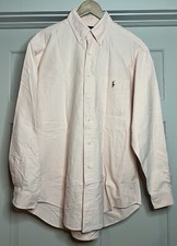 Ralph Lauren Polo Dress Shirt Mens L Pink Preppy Pony Classic Fit Button Down