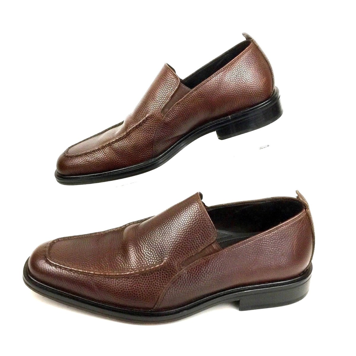 COLE HAAN | Brown Pebbled Leather Slip On Stitched Apron Moc  display picture 2