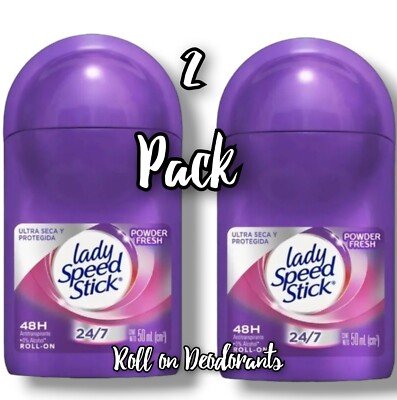 2 PACK ROLL ON LADY SPEED STICK  DESODORANTE ANTITRANSPIRANTE POWDER FRESH 50ML