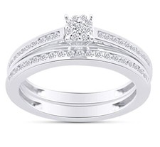 2/7ct Half Eternity Engagement Bridal Ring Set Natural Round Diamond Sterling