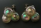 Vintage Sterling Trio Iridescent Glass Faux Pearl Screwback Earrings — photo 3
