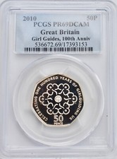 2010 50p Girl Guides PCGS PR69 Proof Fifty Pence Coin Britain UK Royal Mint