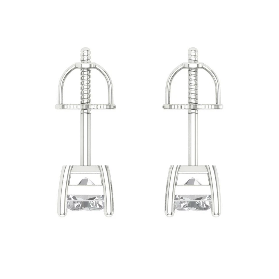 VVS1 Zirconia Diamond Stud Earrings, Screw back (2 cttw, 7x5mm, Emerald-Cut) - Image 4 of 4