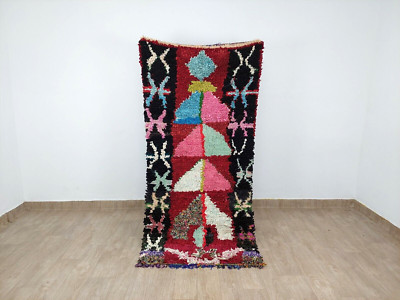 Moroccan Handmade Vintage Rug 3x7 Colorful Runner Rug Geometric Berber Carpet