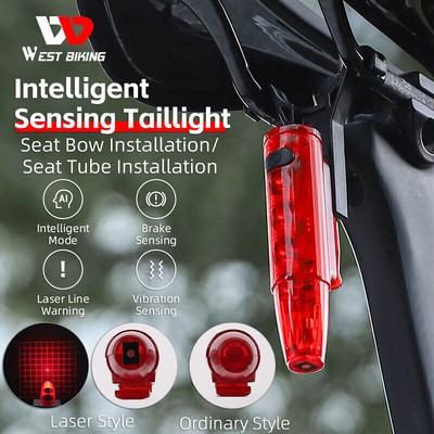 WEST BIKING Smart Brake Sensing Type-C Taillight LED Bike Rear Light Waterproof 
