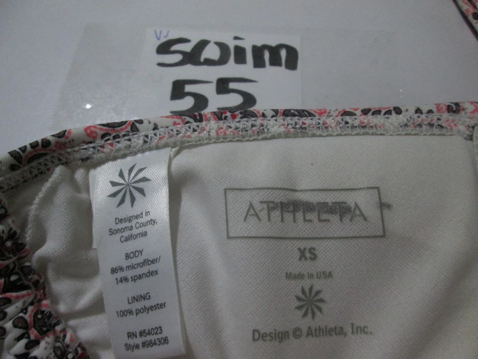 Top de bikini Athleta para mujer talla XS blanco multi triángulo forrado halter cachemira natación Foto 4 de 4