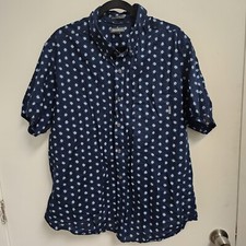 Eddie Bauer Classic Fit Blue Floral Short Sleeve Button Up Shirt Mens 2XL