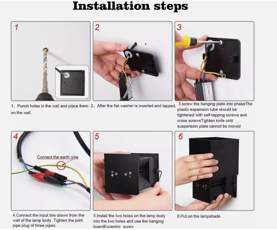 APPLIQUE CUBO LAMPADA  LED  FARO FARETTO DA PARETE A  MURO DOPPIA LUCE IP65 - Immagine 4 di 4