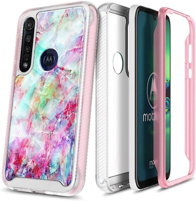 For Motorola Moto G8 Plus Case Full Body Slim Built-In Screen Protector Cover