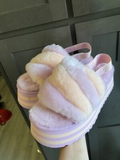 womens ugg fluff platform slippers size 10