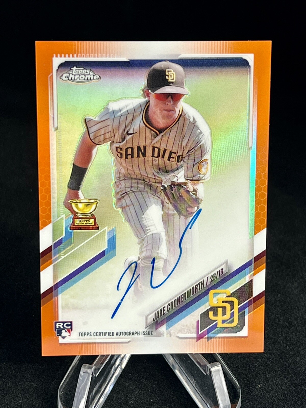 2021 Topps Chrome Jake Cronenworth Orange Auto 1/25 SSP Rare 1st Padres