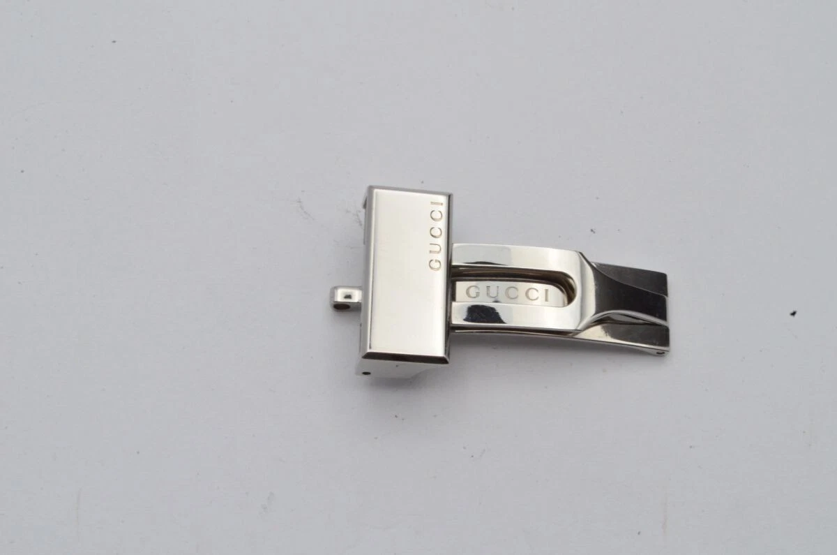 Gucci Leather Bracelet Fold Clasp 20mm Deployment Vintage Polished
