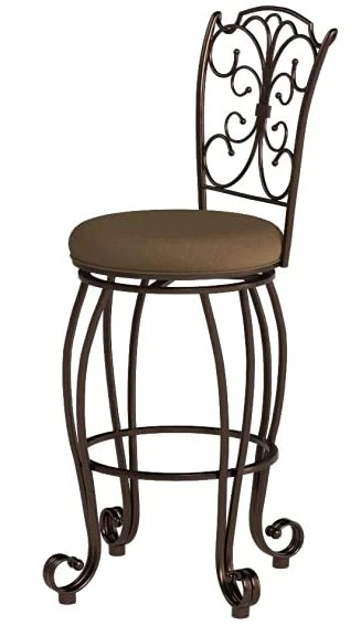 Linon Gathered Back Swivel Bar Stool 30", Bronze/Light Carmel - Image 3 of 4