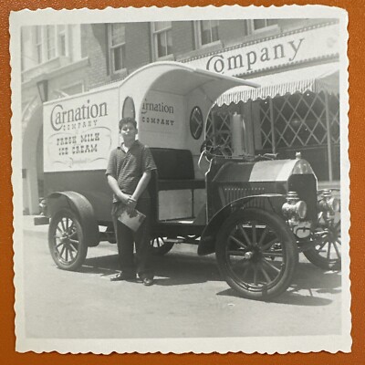 VINTAGE PHOTO 1950S Carnation Company Milk Ice Cream Truck Dairy ORIGINAL