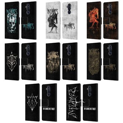 OFFICIAL IN FLAMES METAL GRUNGE LEATHER BOOK WALLET CASE COVER FOR NOKIA PHONES