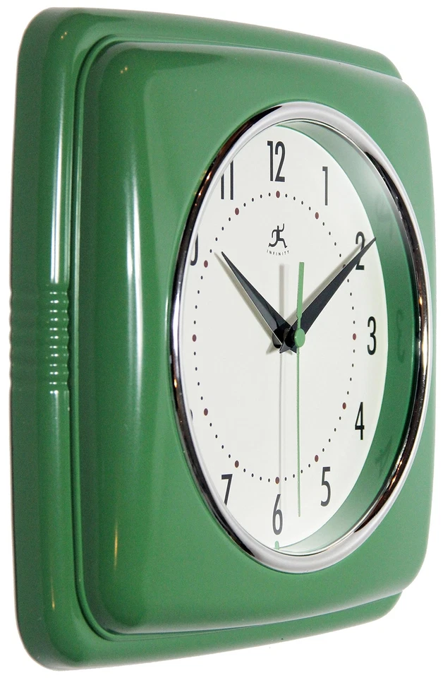 	Reloj de Pared Retro Cuadrado Silencioso 9 Pulgadas Mediados de Siglo Moderno Reloj de Cocina con... Foto 2 de 4